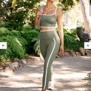 Beyond Yoga Sage Green Women's Leggings and Top Set